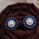Akruti Collection  Silver Plated AD And Pearl  Stud  Earrings