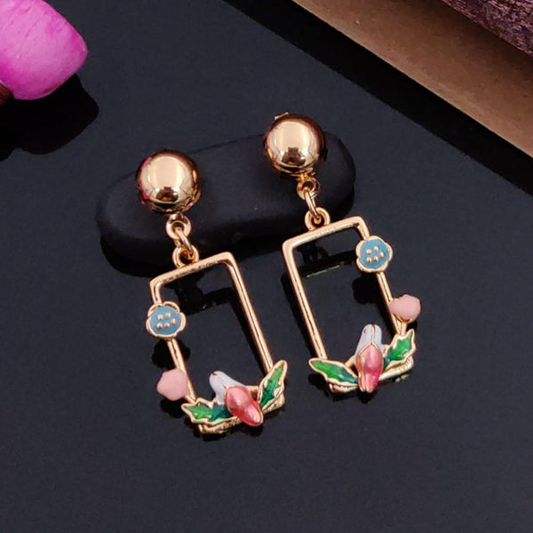 Akruti Collection Rose Gold Plated  Dangler Earrings