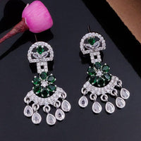 Akruti Collection Silver Plated AD Dangler Earrings