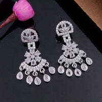 Akruti Collection Silver Plated AD Dangler Earrings