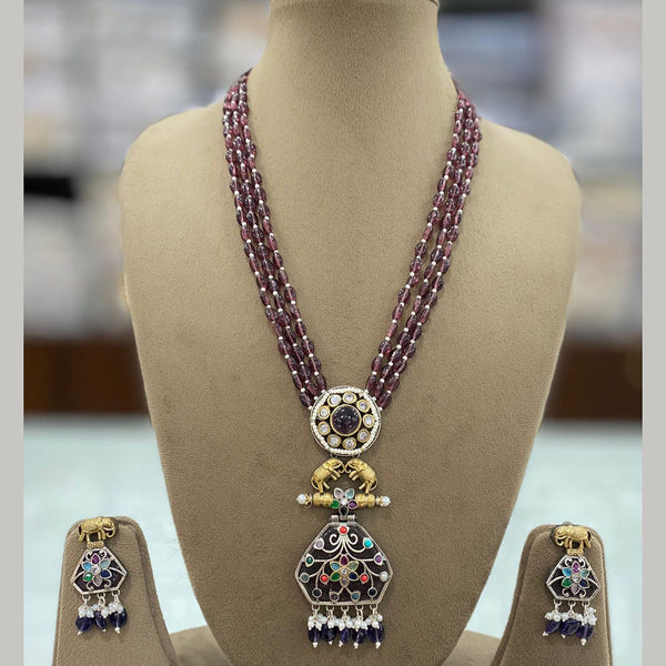 Akruti Collection 2 Tone Plated Pota Stone And Beads Necklace Set