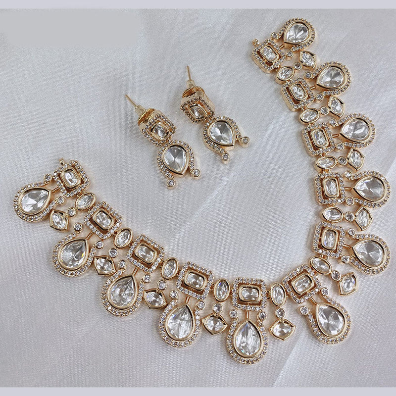 Akruti Collection Gold Plated Polki Kundan Necklace Set