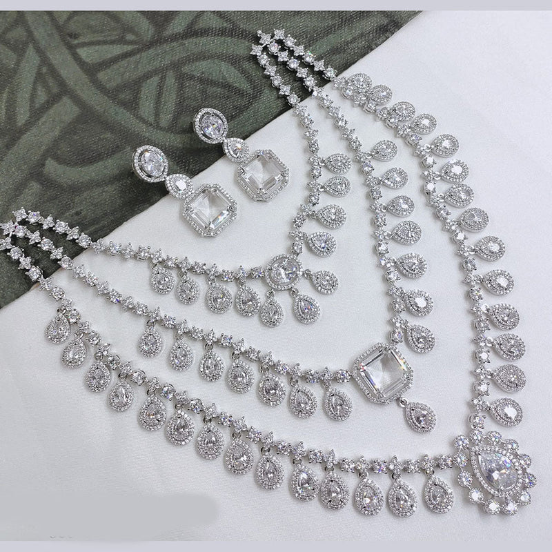 Akruti Collection Silver Plated American Diamonds Necklace Set