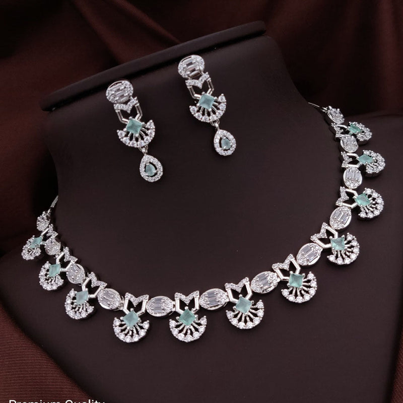 Akruti Collection Silver Plated American Diamonds Necklace Set