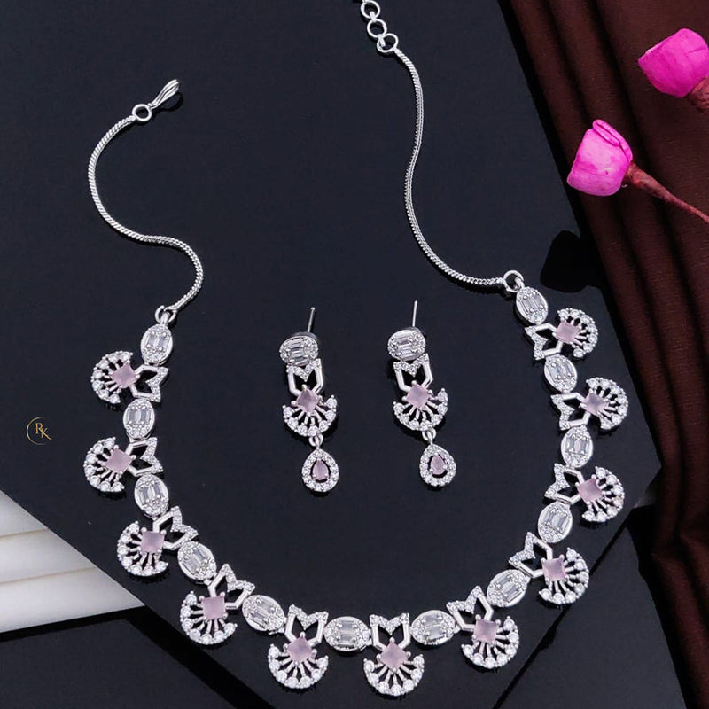 Akruti Collection Silver Plated American Diamonds Necklace Set