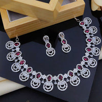 Akruti Collection Silver Plated American Diamonds Necklace Set