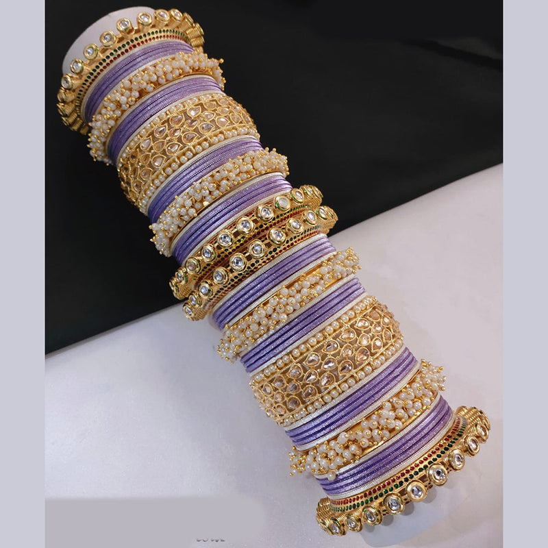 Akruti Collection Gold Plated Crystal Stone Bangle Set