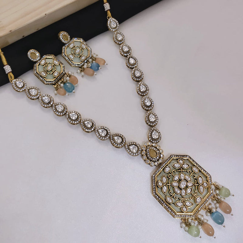 Akruti Collection Gold Plated Polki Kundan Stone Necklace Set