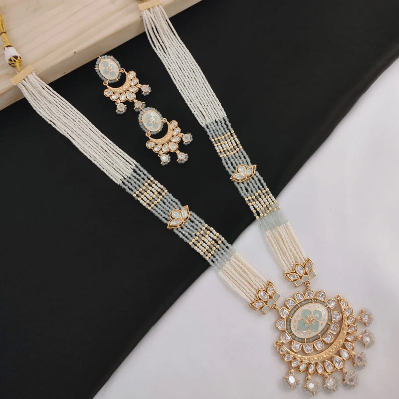 Akruti Collection Gold Plated Kundan Stone And Pearl Necklace Set