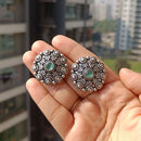 Akruti Collection Oxidised Plated Pota Stone Studs