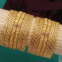 Akruti Collection Gold Plated Pota Stone Bangle Set