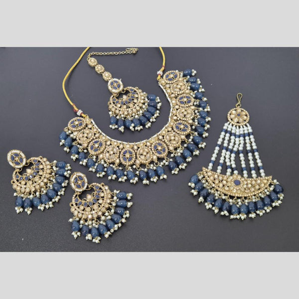 Akruti Collection Gold Plated Crystal Stone And Pearls Necklace Set