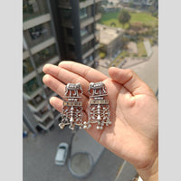 Akruti Collection Oxidised Plated Pota Stone And Pearls Dangler Earrings