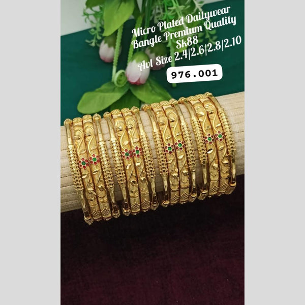 Akruti Collection Gold Plated Pota Stone Bangles Set