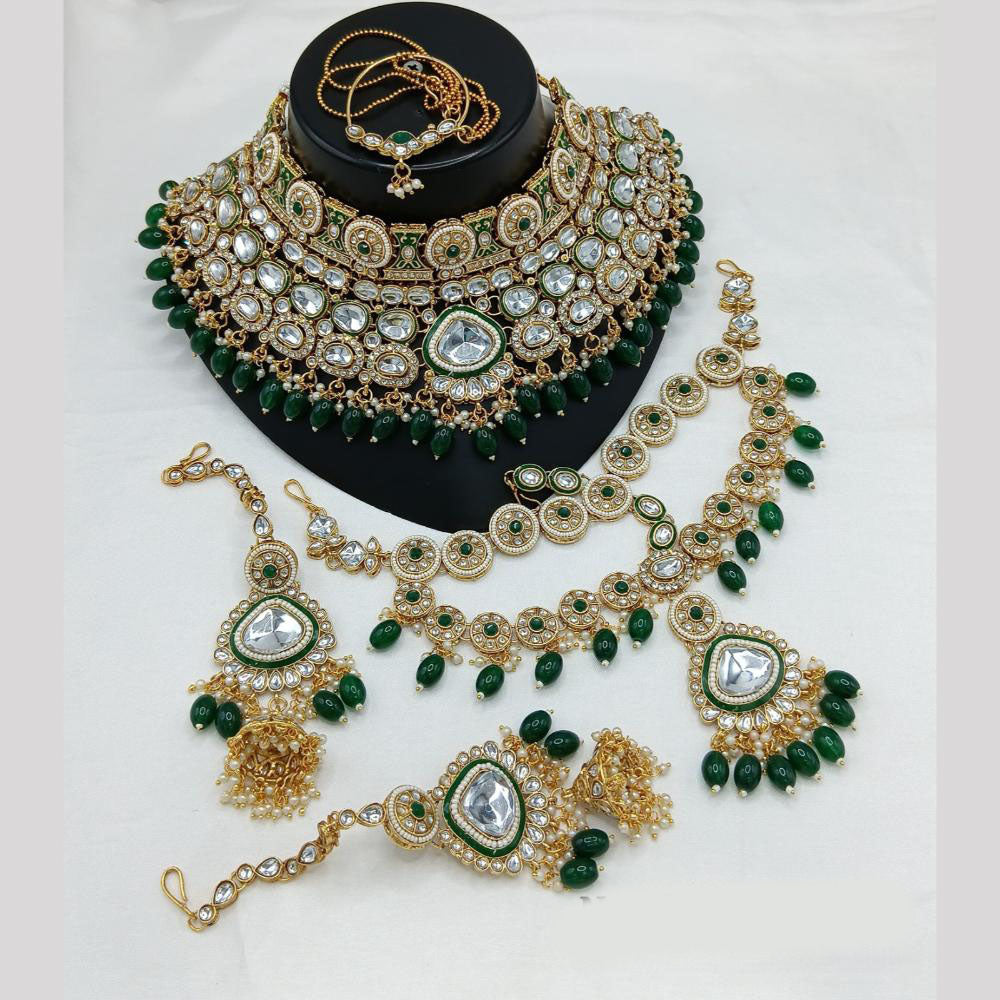 Akruti Collection Gold Plated Crystal Stone And Beads Neckalce Set