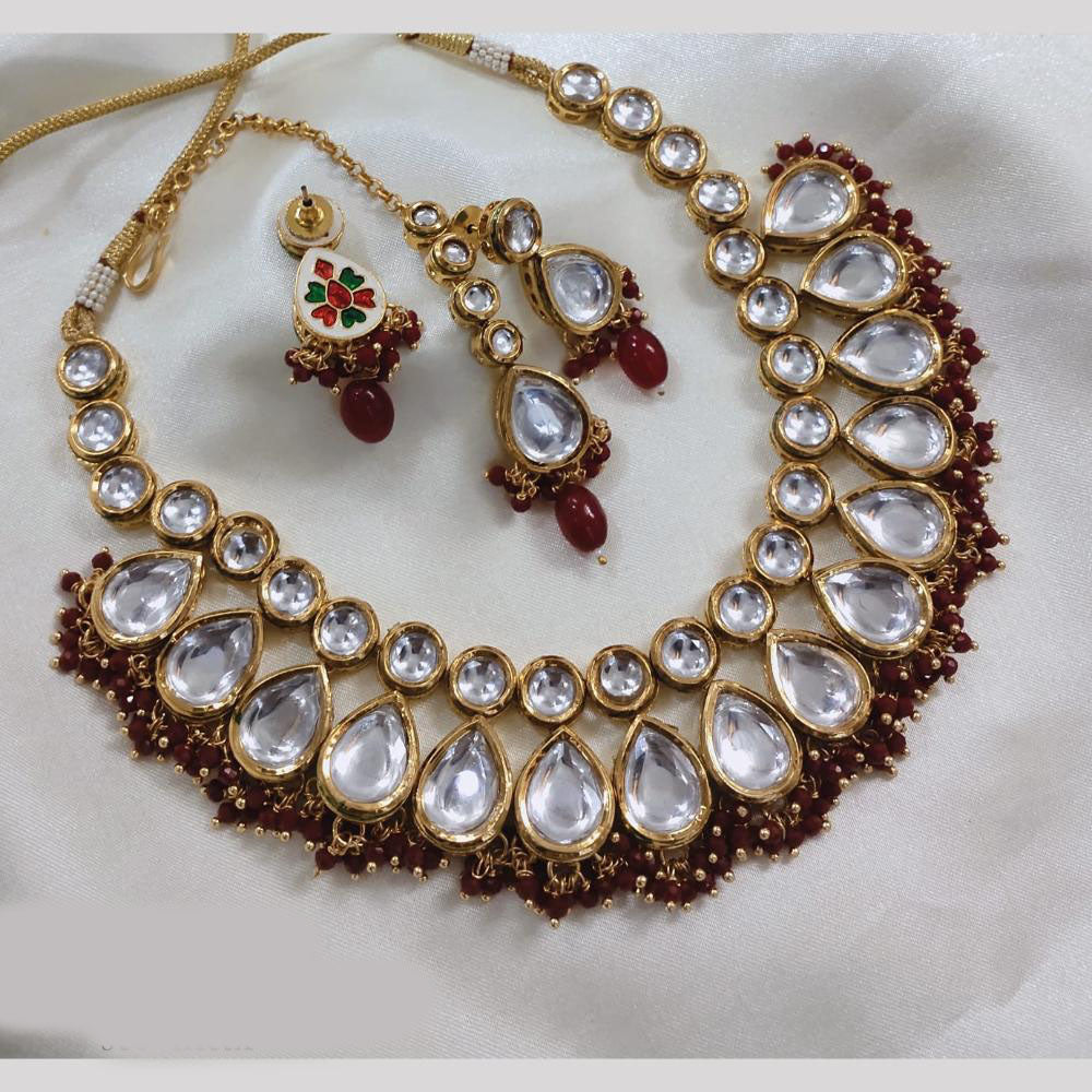 Akruti Collection Gold Plated Kundan And Beads Neckalce Set