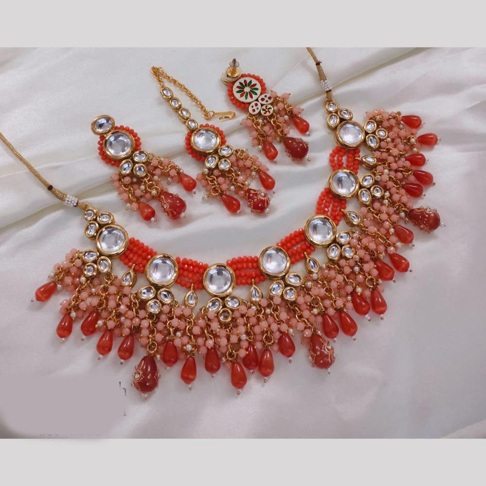 Akruti Collection Gold Plated Kundan And Beads Neckalce Set