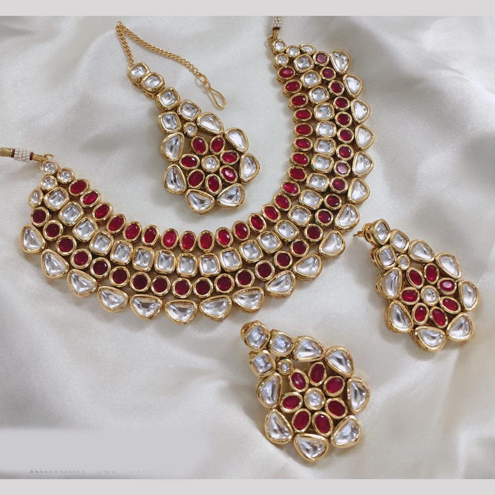 Akruti Collection Gold Plated Kundan And Beads Neckalce Set