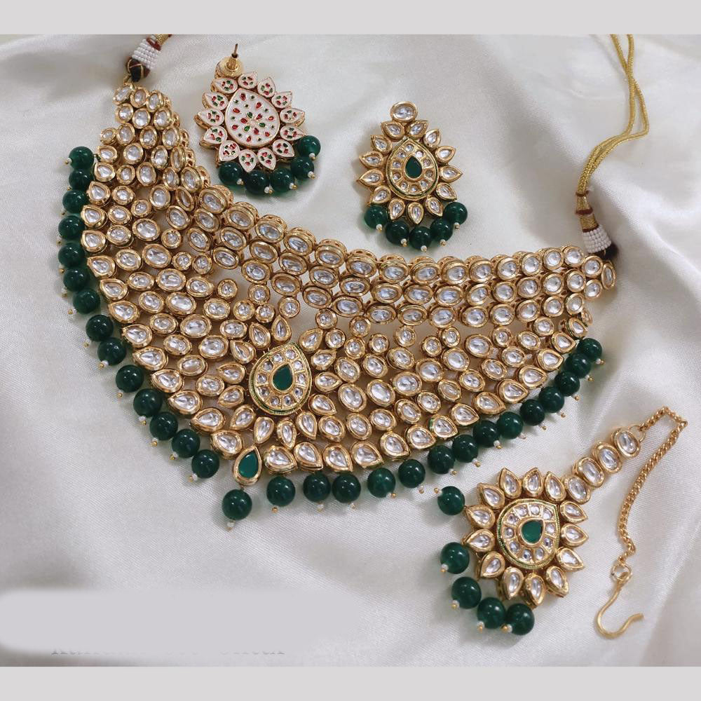 Akruti Collection Gold Plated Kundan And Beads Neckalce Set