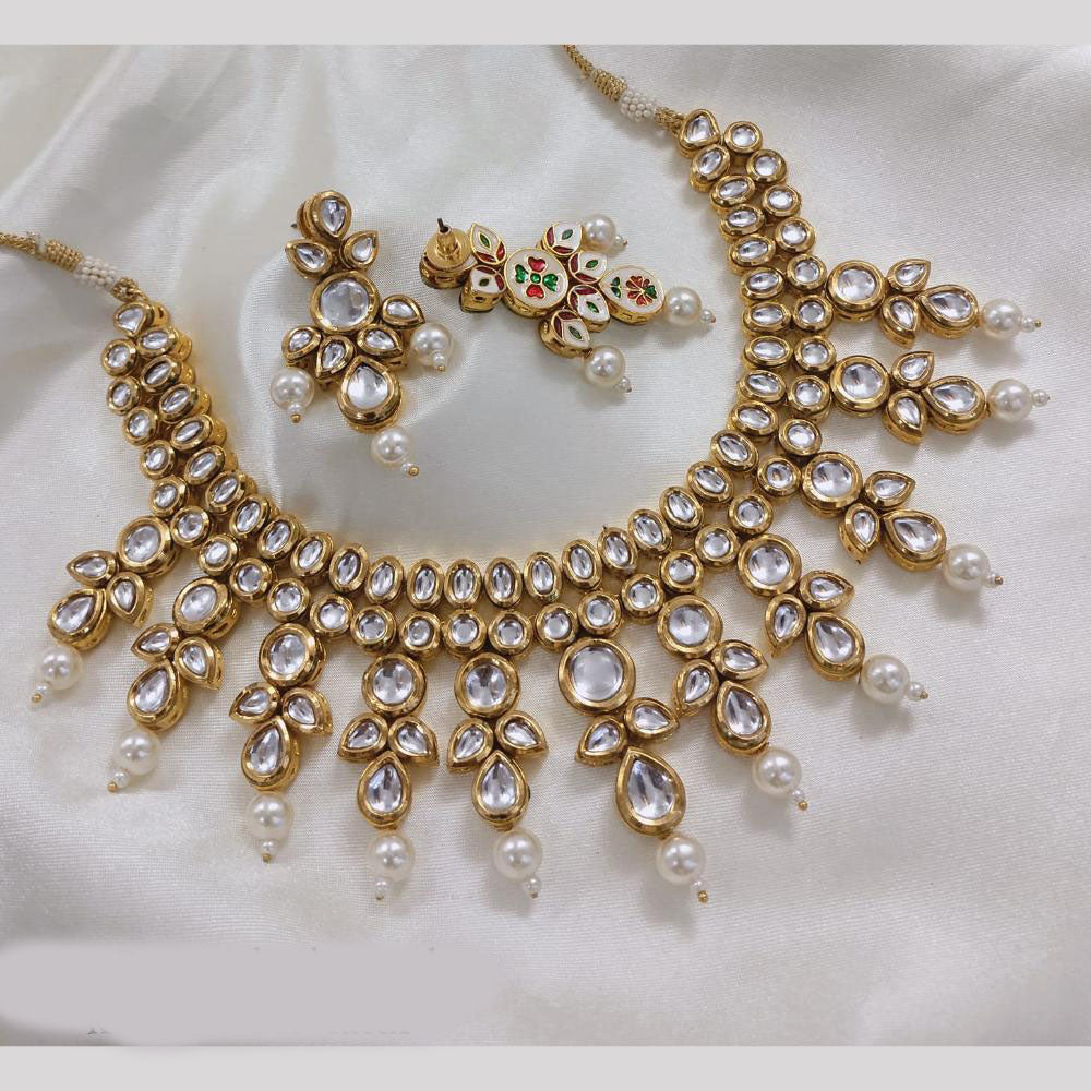 Akruti Collection Gold Plated Kundan And Beads Neckalce Set