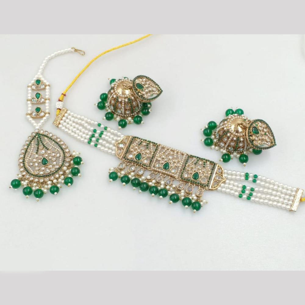 Akruti Collection Gold Plated Crystal Stone And Pearl Neckalce Set