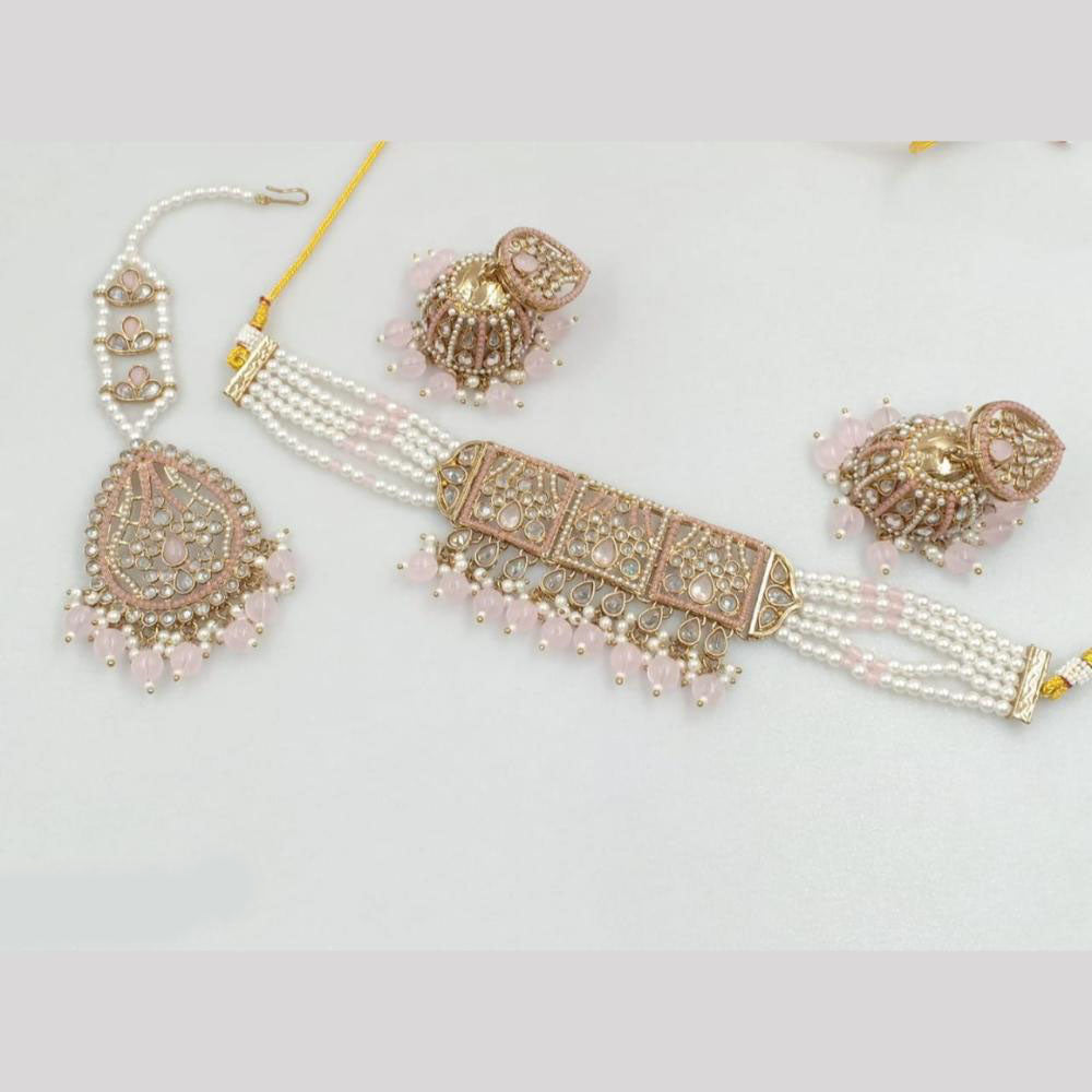 Akruti Collection Gold Plated Crystal Stone And Pearl Neckalce Set