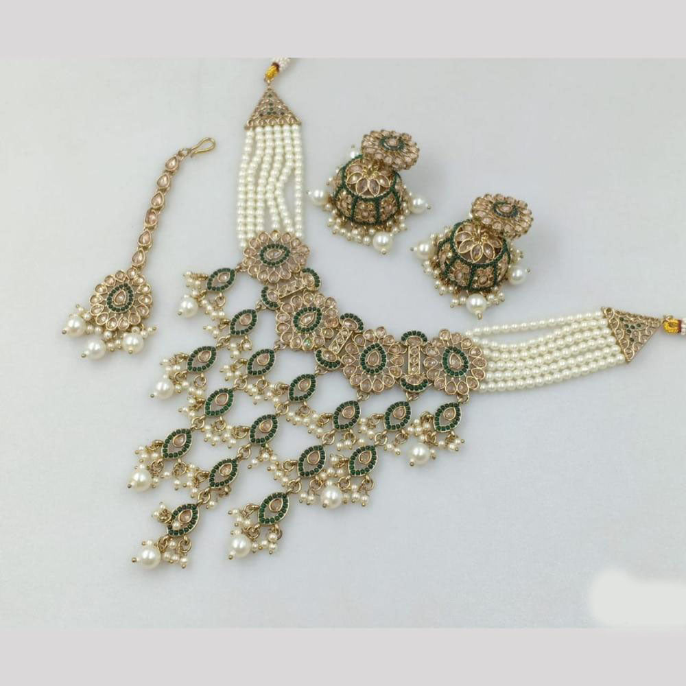 Akruti Collection Gold Plated Crystal Stone And Pearl Neckalce Set