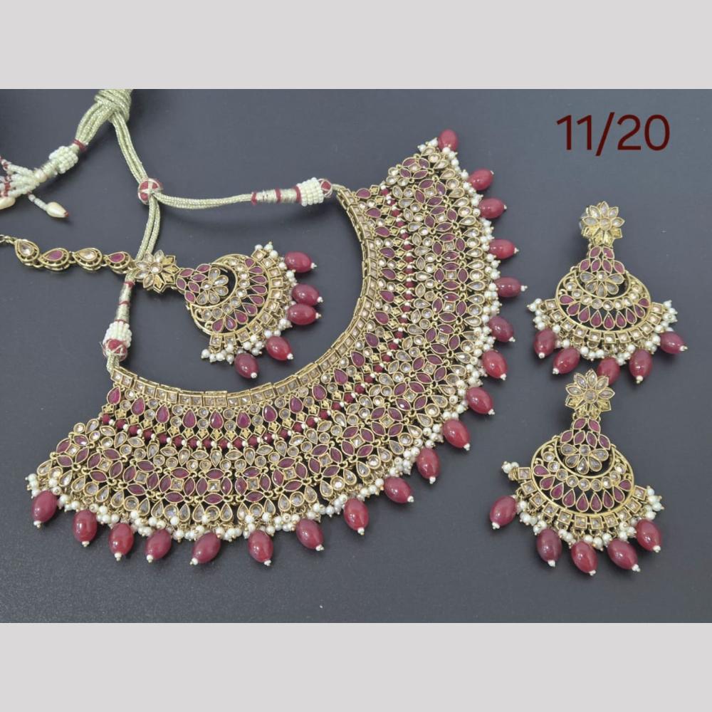 Akruti Collection Gold Plated Crystal Stone Neckalce Set