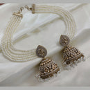 Akruti Collection Gold Plated Crystal Stone And Beads Kan Chain Jhumki Earrings