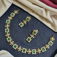 Akruti Collection Gold Plated American Diamond Necklace Set