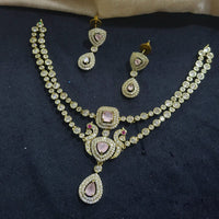 Akruti Collection Gold Plated American Diamond Necklace Set