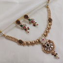 Akruti Collection Gold Plated Pota Stone And Pearls Necklace Set