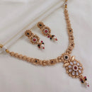 Akruti Collection Gold Plated Pota Stone And Pearls Necklace Set