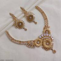 Akruti Collection Gold Plated American Diamond Necklace Set