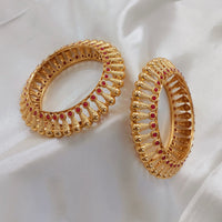 Akruti Collection Gold Plated Pota Stone Bangle Set