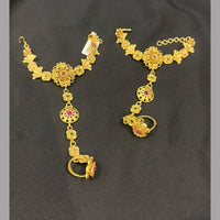 Akruti Collection Gold Plated Pota Stone Hand Harness