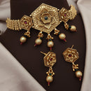 Akruti Collection Gold Plated Pota Stone Necklace Set