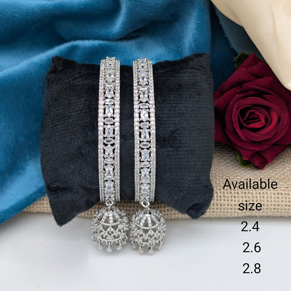 Akruti Collection Premium Silver Polish American Diamond Bangles