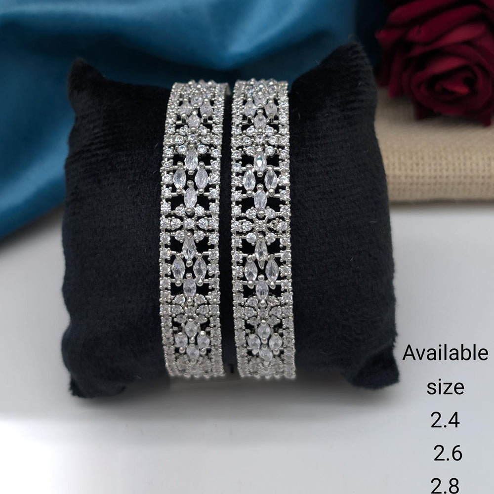 Akruti Collection Premium Silver Polish American Diamond Bangles