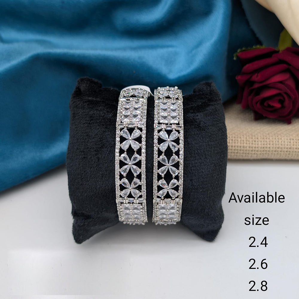 Akruti Collection Premium Silver Polish American Diamond Bangles