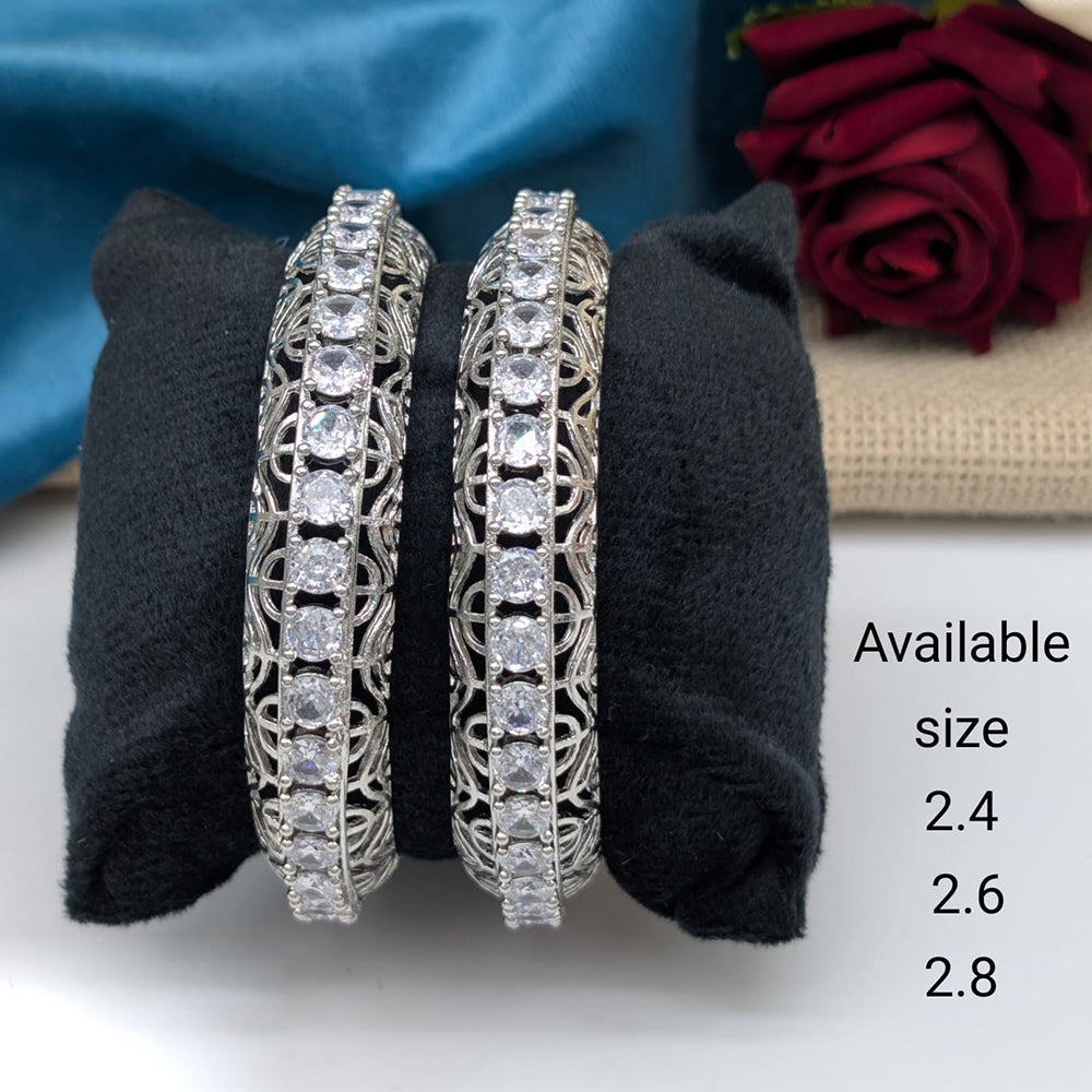 Akruti Collection Premium Silver Polish American Diamond Bangles