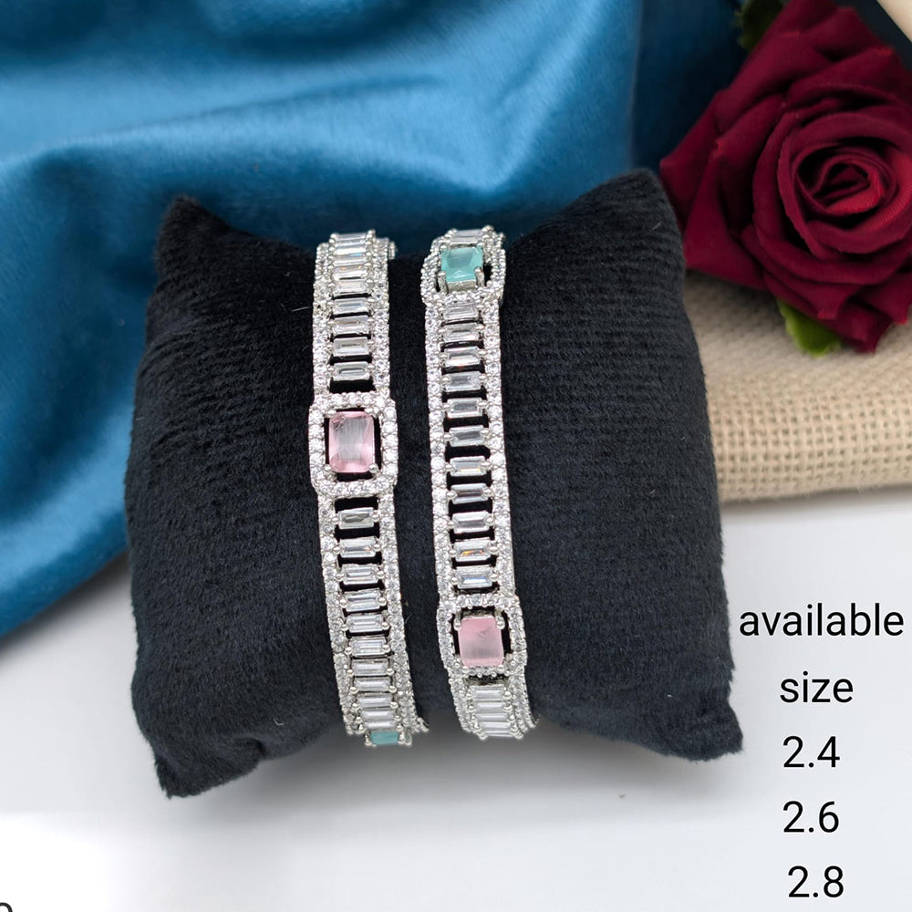 Akruti Collection Premium Silver Polish American Diamond Bangles