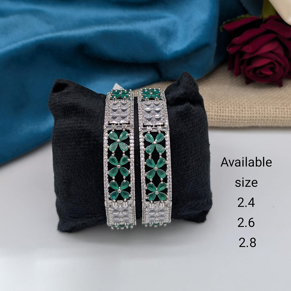 Akruti Collection Premium Silver Polish American Diamond Bangles
