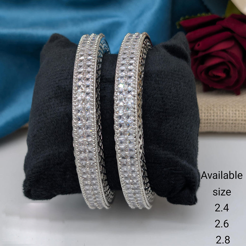 Akruti Collection Premium Silver Polish American Diamond Bangles
