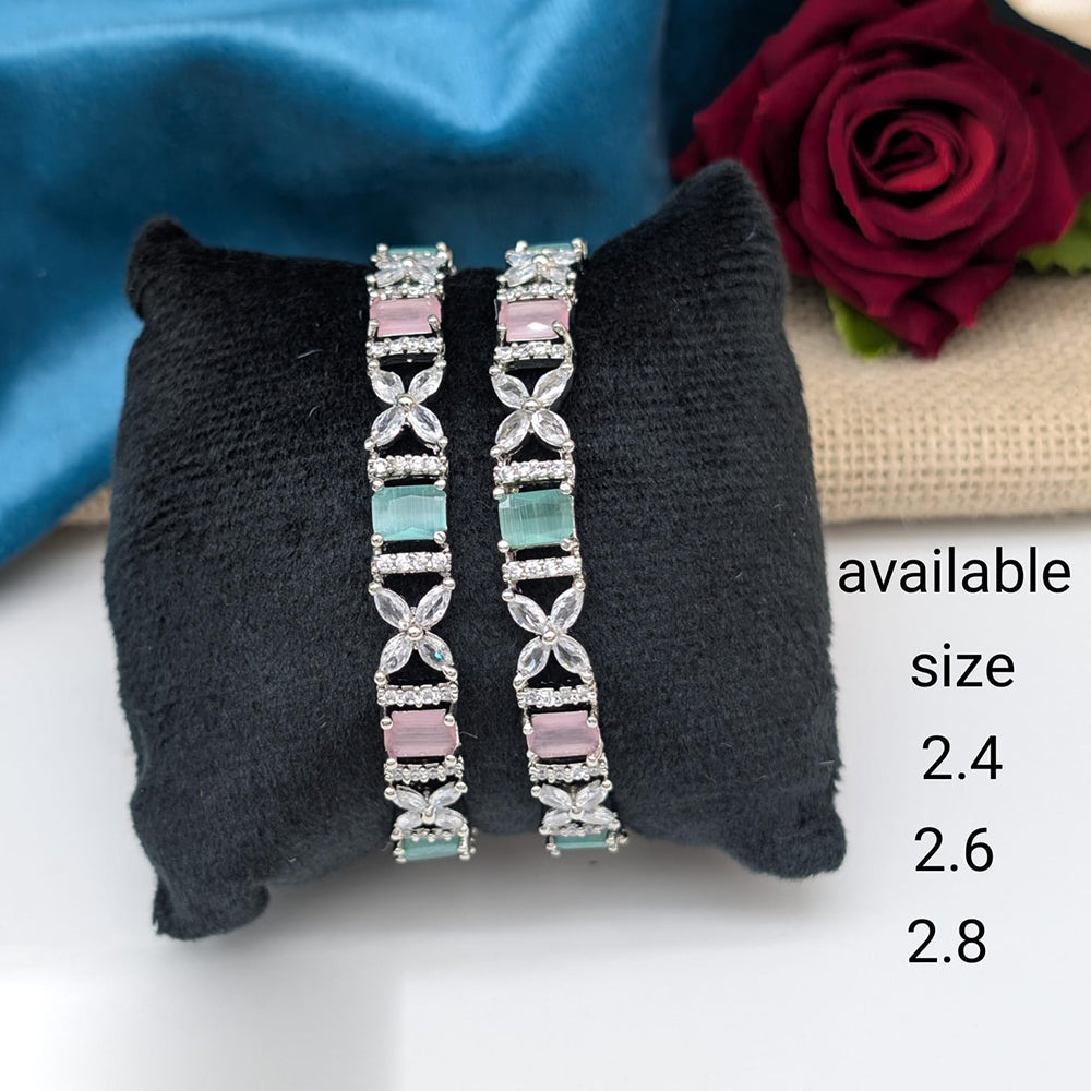 Akruti Collection Premium Silver Polish American Diamond Bangles