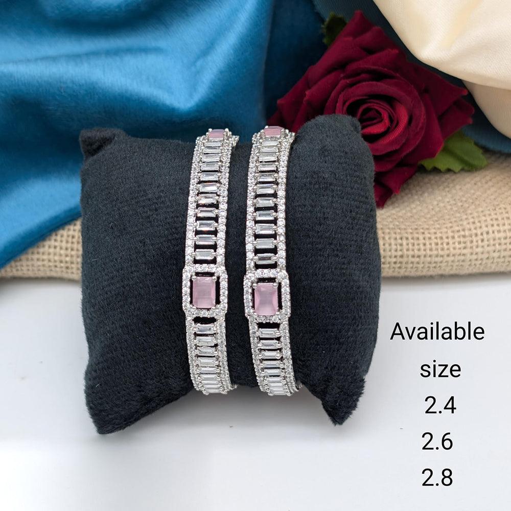 Akruti Collection Premium Silver Polish American Diamond Bangles