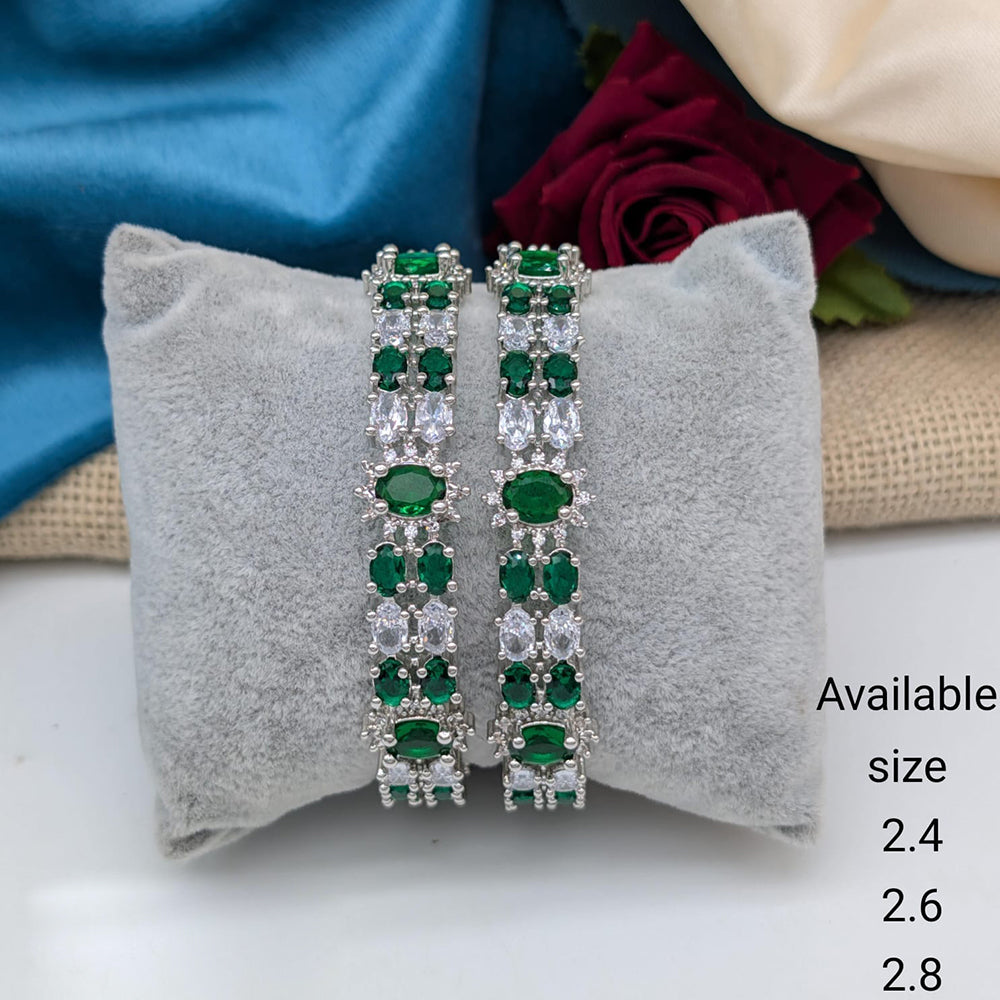 Akruti Collection Premium Silver Polish American Diamond Bangles