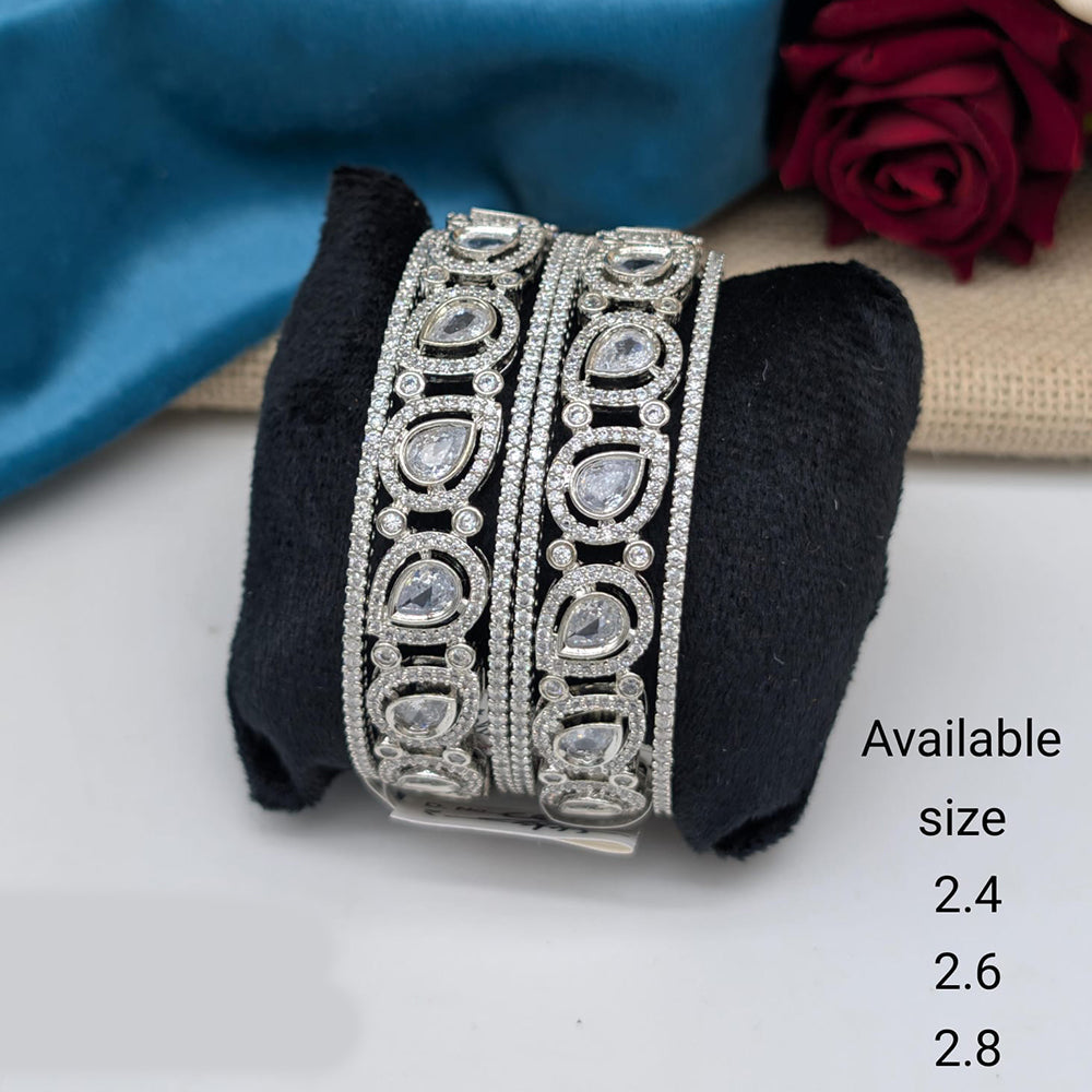 Akruti Collection Premium Silver Polish American Diamond Bangles