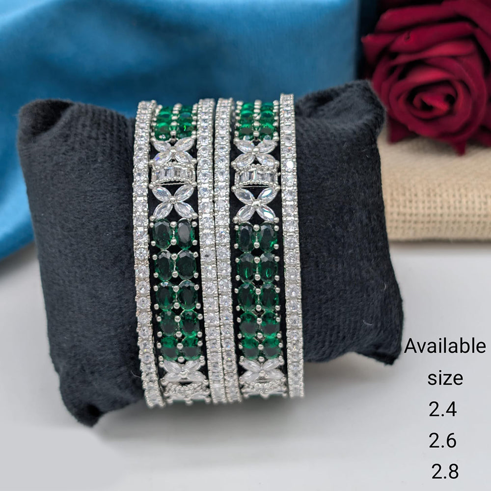 Akruti Collection Premium Silver Polish American Diamond Bangles