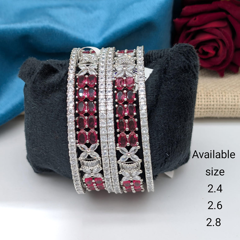 Akruti Collection Premium Silver Polish American Diamond Bangles
